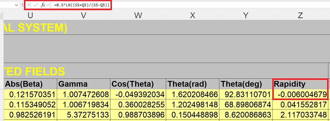 Excel formulas